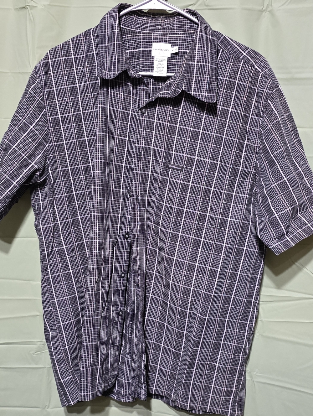 Calvin Klein Jeans Gray Plaid Short-Sleeve Button-Down Shirt
